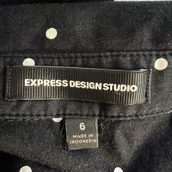 Express Polka Dot Shirt Dress Womens 6 Babydoll Work Office Career Casual Cute - Picture 5 of 7